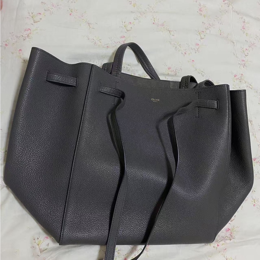 Celine Black Leather Tote Bag